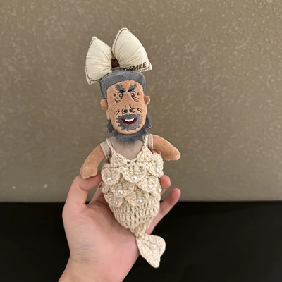 Toy Doll Bag Pendant, Pluş açarlıqlar - beige-mermaid-grandpa-cow-pendant