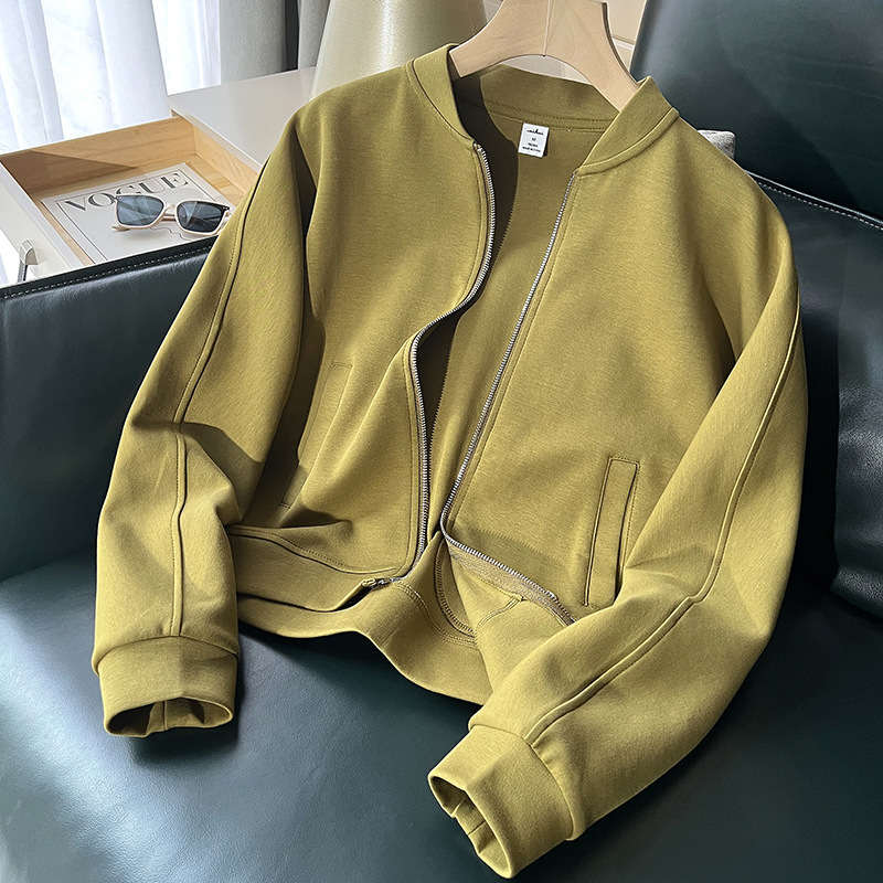 Vertical Collar Zipper Sweater Cardigan Short Jacket Women's Spring and Autumn Loose Casual Sports Small Jacket Baseball Uniform
