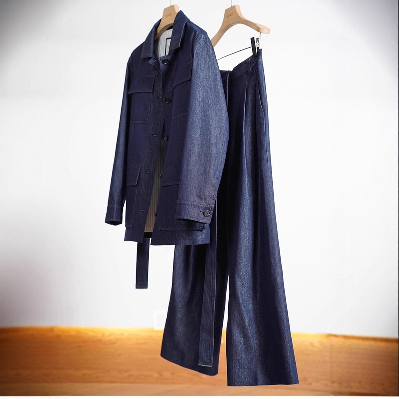 [High-Definition Flashing Series-Blue Cow] Shou Hair! Luminous Bc Silver Silk Denim Orion Suit