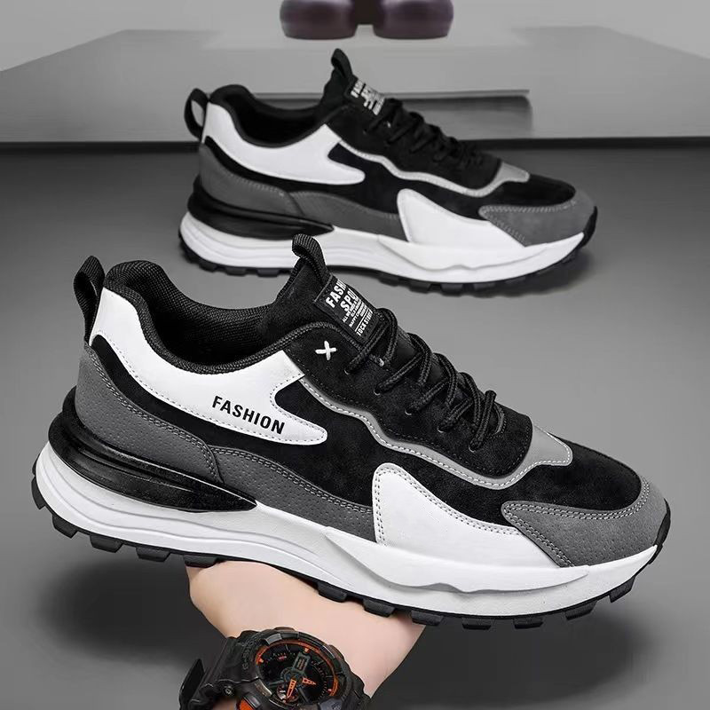Zapatos deportivos de hombre 2026 nuevos zapatos de hombre cuatro estaciones zapatos casuales de cuero zapatos de carrera zapatos de moda de suela gruesa zapatos de papá