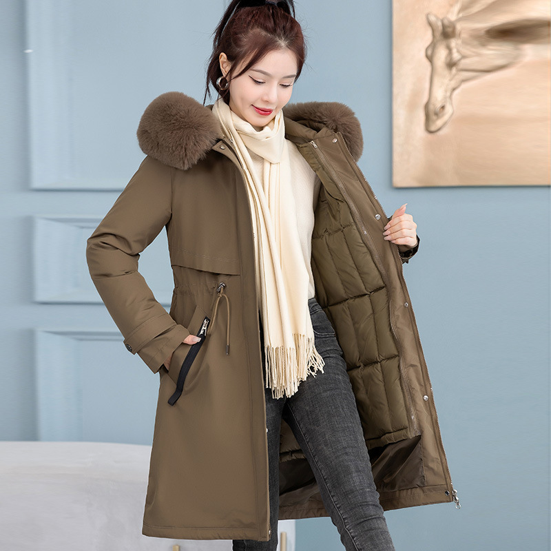 Mujeres acolchado de algodón largo transfronterizo 2023 nuevo invierno desmontable abrigo de algodón acolchado suelta gruesa parka abrigo cálido image 1