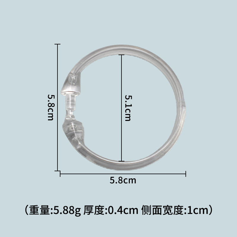 厚みのあるプラスチック製の丸いシャワーカーテンフックリング、大きなカーテンバックル開口部吊りリング、可動Oリングシャワーカーテンフック吊りリング|undefined