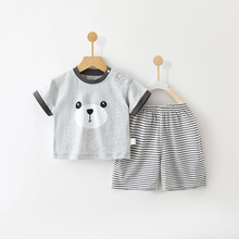 儿童短袖套装男童夏装棉短袖T恤可开裆短裤0-3岁婴儿衣服宝宝休闲