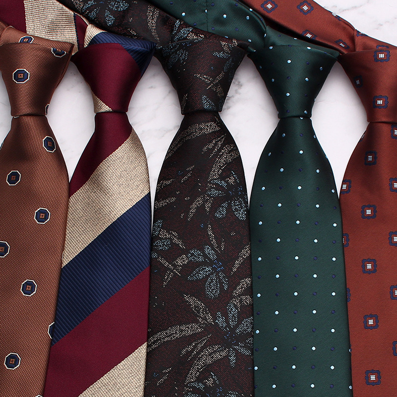 Randig slips för män, vintage jacquard slips i polyester_voghion.com