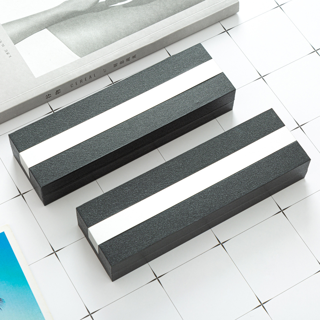 Fabricantes de suministro de aluminio flip-top comercial caja de regalo de bolígrafo de impresión LOGO caja de bolígrafo de cáscara dura al por mayor