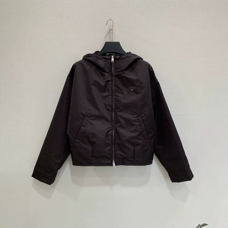 Nanyou High-End Women's Clothing 2026 Autumn PRA New Dark Brown Short Hooded Cotton Jacket for Women Nanyou High-End Women's Clothing 2026 Autumn PRA New Dark Brown Short Hooded Cotton Jacket for Women