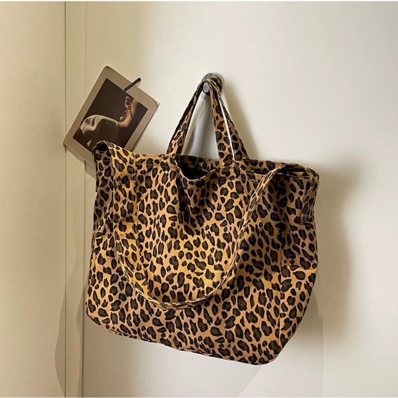 2025 large-capacity leopard print tote bag, canvas shoulder bag, handbag, shopping bag, women's cross-border fashion trend bag 2025 large-capacity leopard print tote bag, canvas shoulder bag, handbag, shopping bag, women's cross-border fashion trend bag