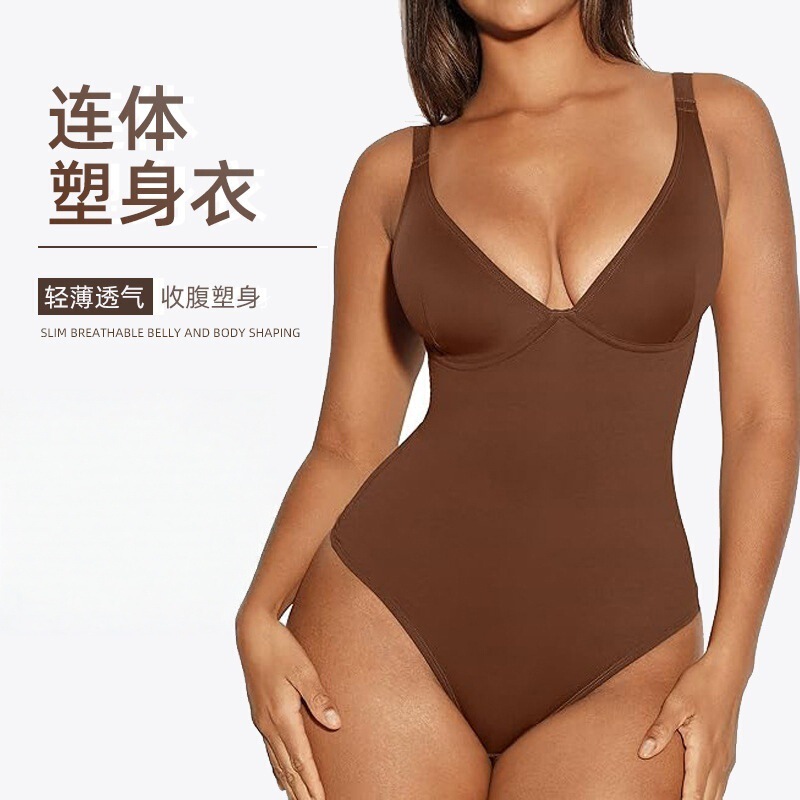 Cross-Border New Style Women's Shapewear Bodysuit, Sexy Plus-Size Lingerie, Tummy Control and Butt-Lifting Shapewear, Solid Color for Women