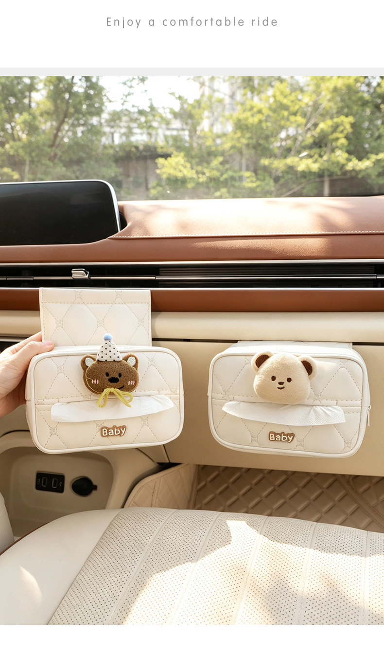 Car glove box tissue box cute croissant shape 2026 new model 3D hanging car tissue box car decoration
