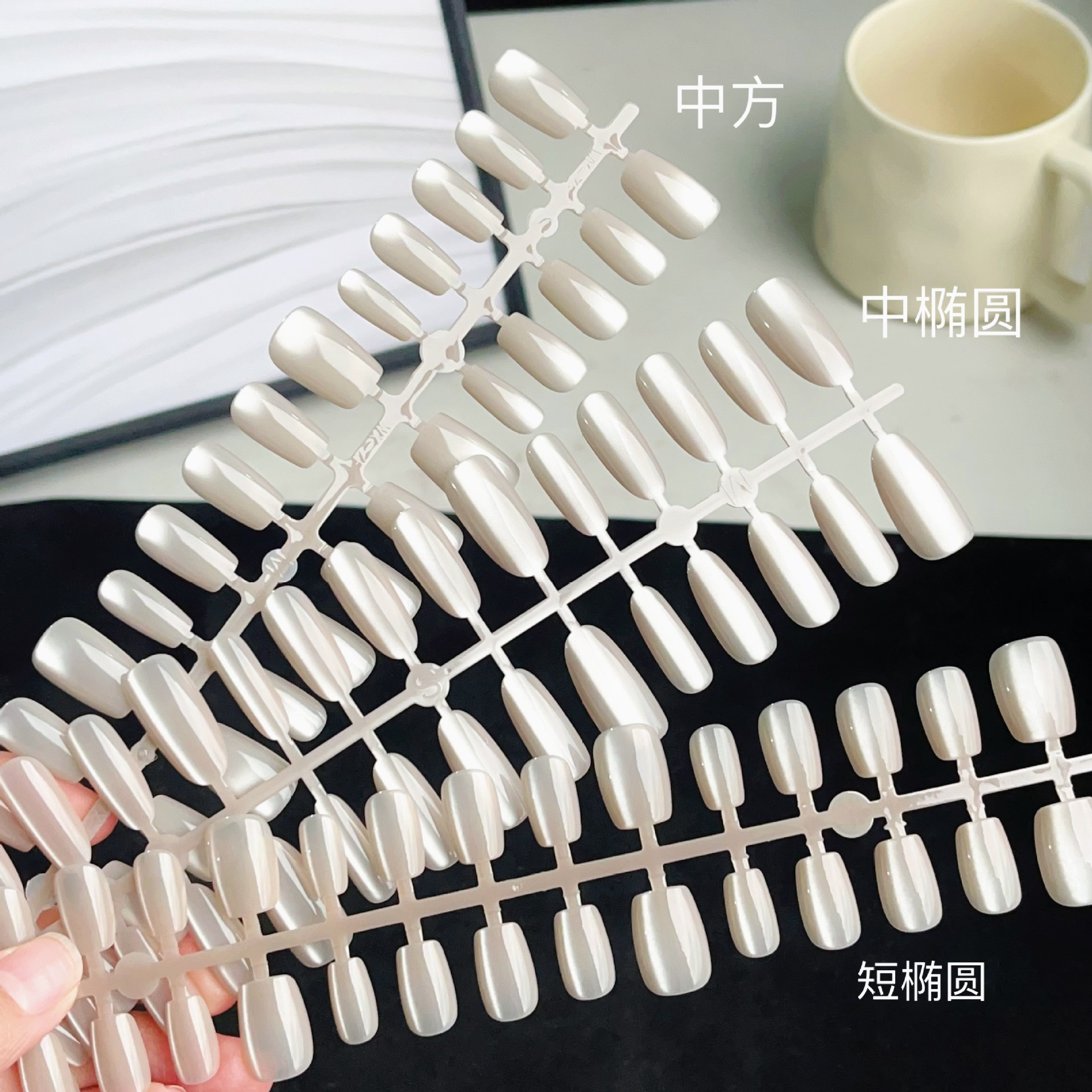 新款大象灰美甲贴片穿戴甲甲片分码30片假指甲半成品甲片可拆卸