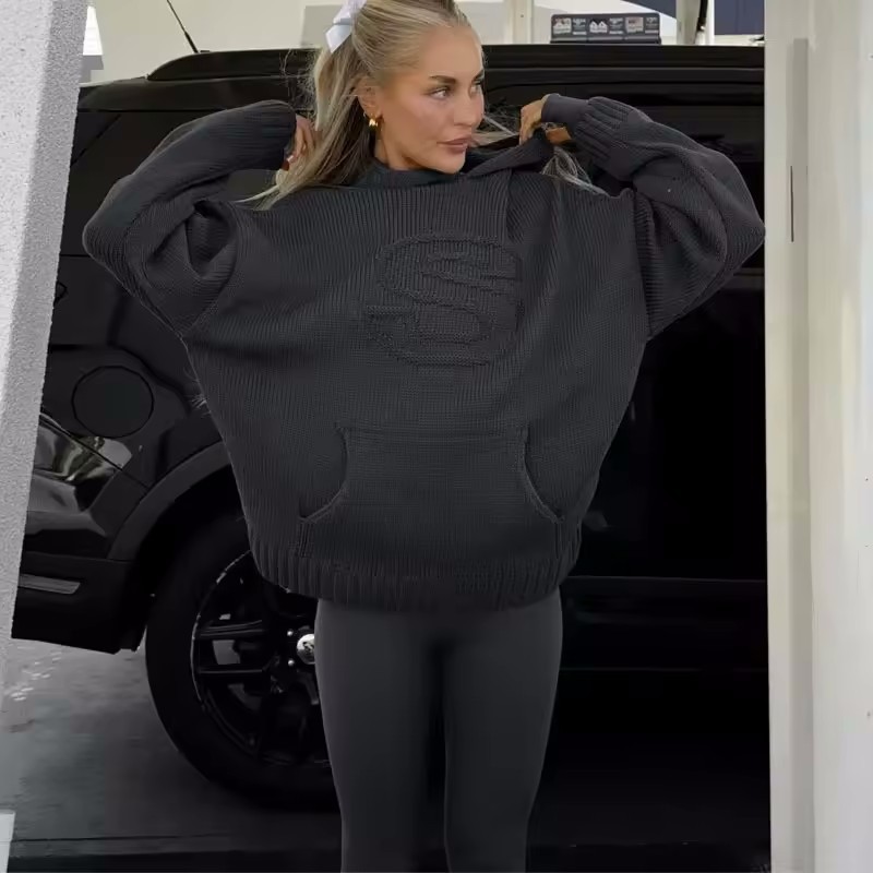 Women's Clothing Retro Trendy Knitted Sweater, Unisex, Versatile, Loose Fit, Popular Pullovers_ecoleips.com