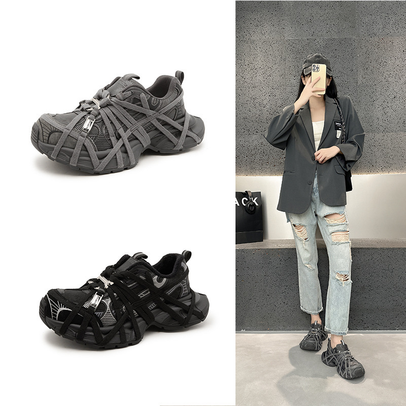 2026 Autumn New Spider Strap Dad Shoes for Women, Breathable Thick-Soled Height-Increasing Casual Sports Shoes, Versatile and Lightweight