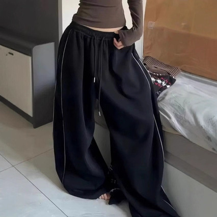 Y2K Women's Casual Fashion Street Style Jogging Elastic Waist Straight-Leg Loose Wide Leg Trousers Women's Clothing