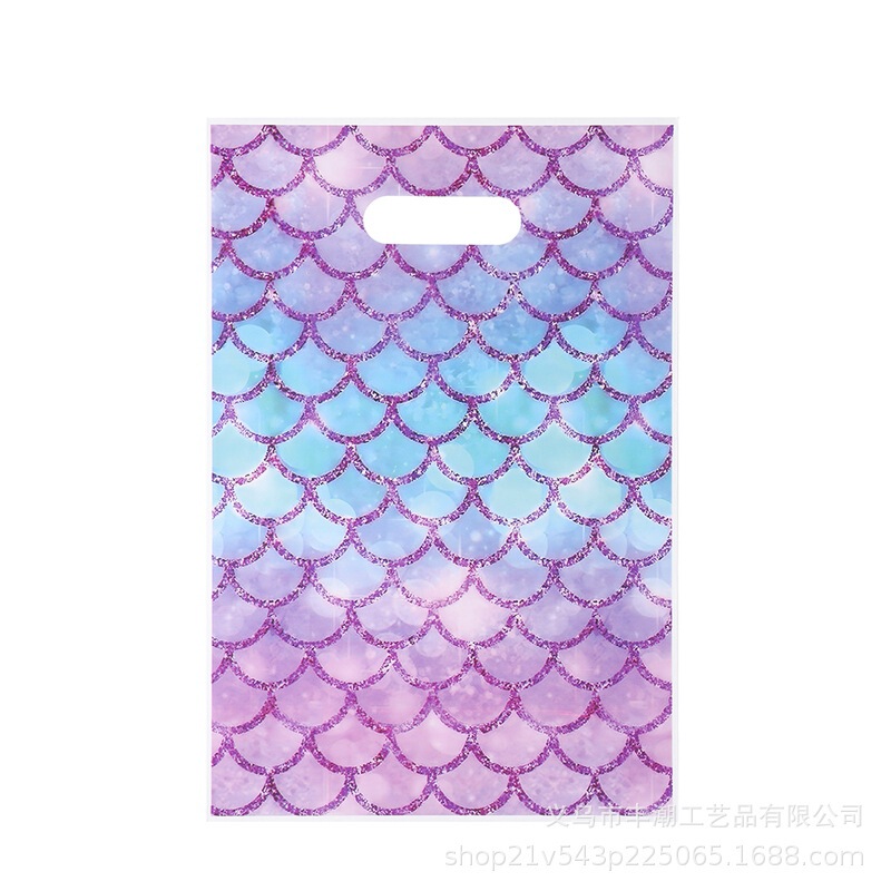 スポット魚鱗マーメイドテーマパーティーギフトバッグキャンディスナックプラスチック包装袋誕生日パーティーギフトバッグ|undefined