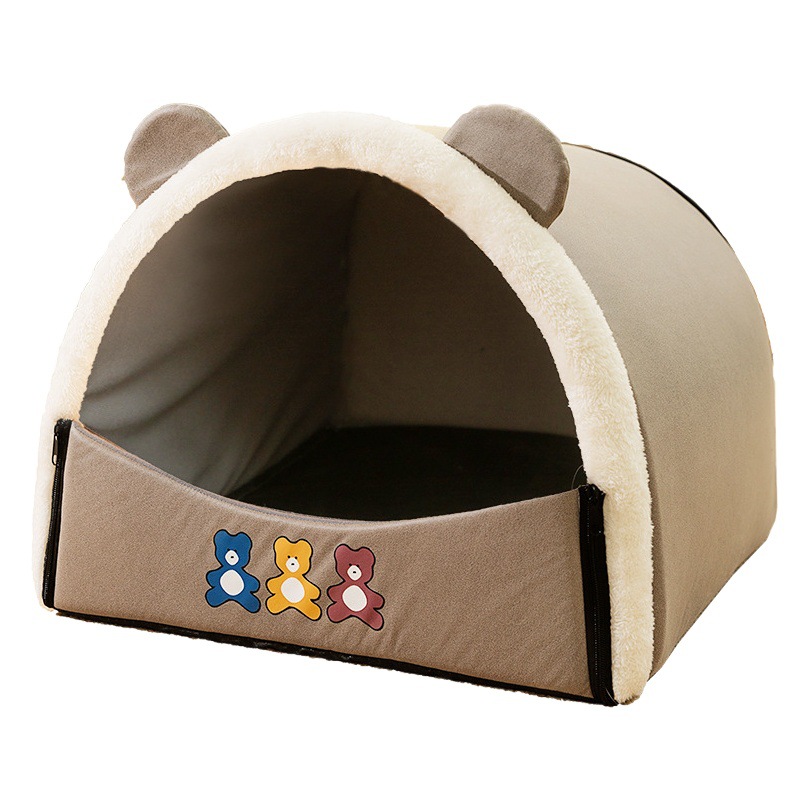 Otoño e invierno perro curvo casa perrera mediano y pequeño perro mongol bolsa mascota nido gato oso semi-cerrado tienda