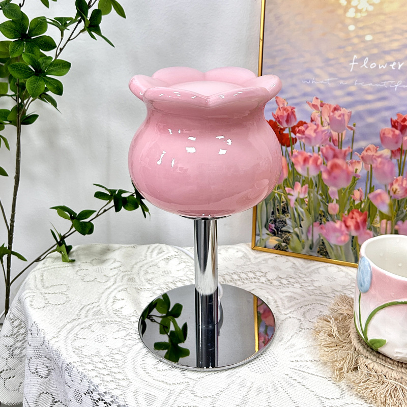De estilo americano decorativo de vidrio neto rojo ins dormitorio lámpara de mesa simple luz lámpara de mesa de noche de lujo lámpara de atmósfera de escritorio creativo