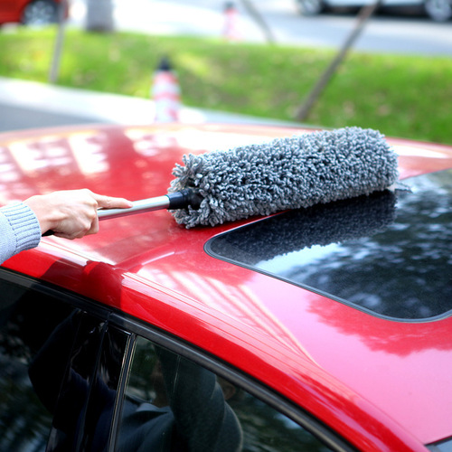 Multifunctional cleaning wax mop for car, car wash tool, retractable fiber dust duster, round mop