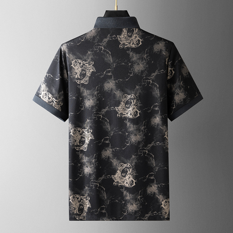 European Station Men's Light Luxury Printed Casual Sports Two-piece Set Men's Short-sleeved Trousers Suit 2023 Summer New