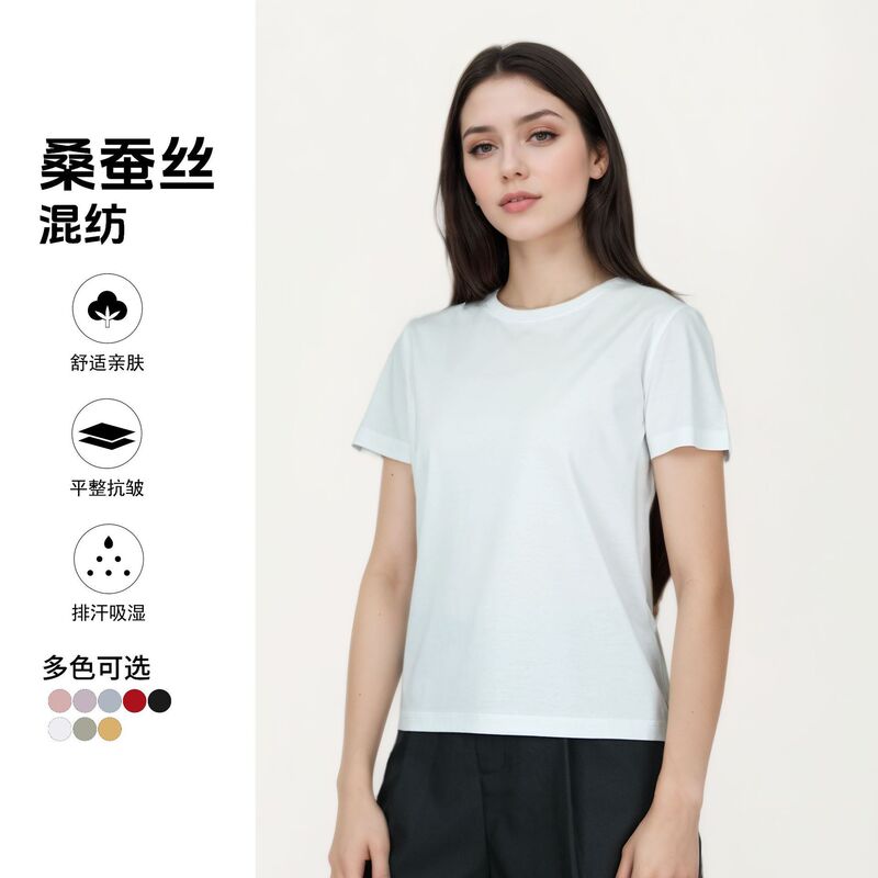 Tencel Cotton Short-Sleeved T-Shirt for Women, New Summer Style, Casual White T-Shirt for Women, Versatile Round Neck Cool Top