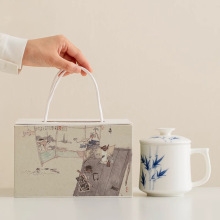 脂玉瓷陶瓷茶杯个人专用办公室马克杯带盖德化白瓷水杯家用杯子