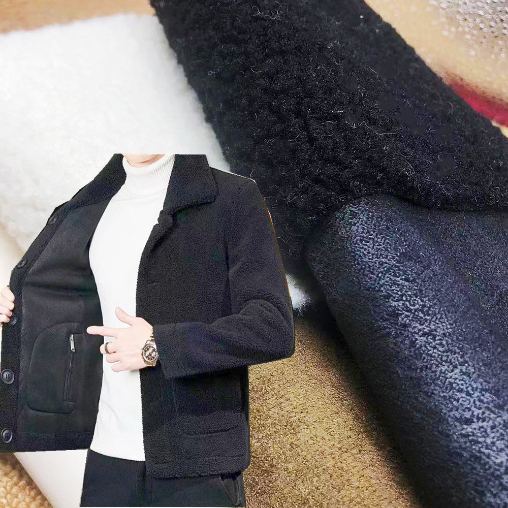 新款麂皮绒复合颗粒绒皮毛一体面料皮革秋冬服装箱包鞋材外套大衣