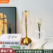 跨境爆款LED水晶复古台灯卧室床头餐厅酒吧氛围摆件灯桌灯触摸