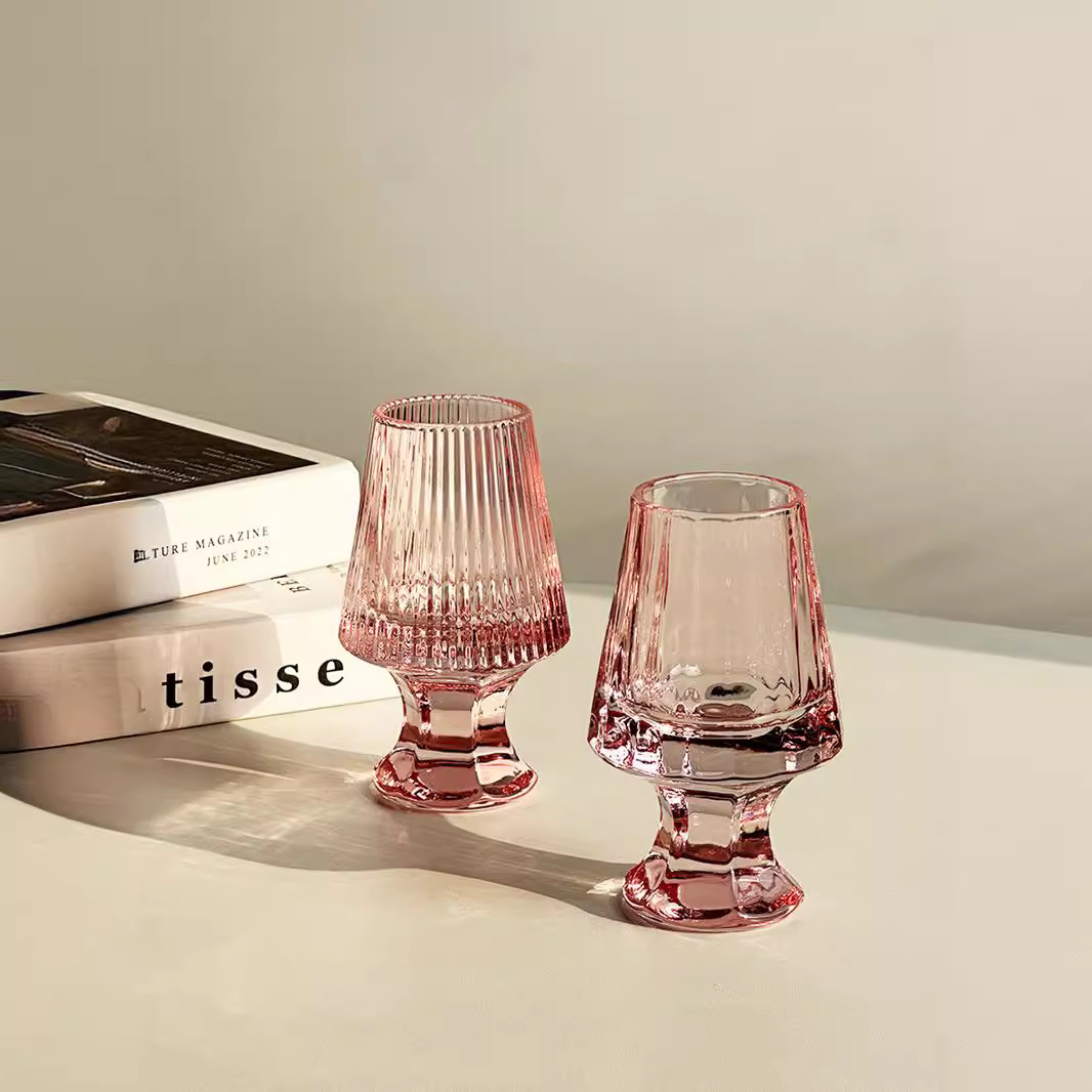 Copa de olor de whisky Copa de degustación de rayas francesas Copa de degustación de cristal grueso Copa de vino de lujo ligero de alta gama Copa de mercado