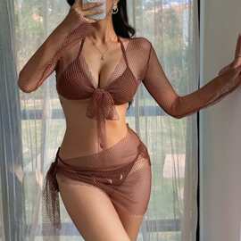 2026新款比基尼时尚ins风度假沙滩分体三件套bikini甜辣妹女泳衣