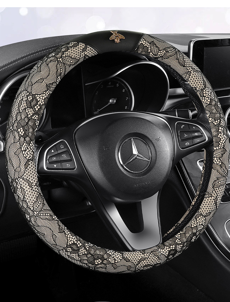 Cross-Border 26-Year New Model Lace Dirt-Resistant Breathable Non-Slip All-Season Universal Foreign Trade Exclusive Five-Seater Car Steering Wheel Cover