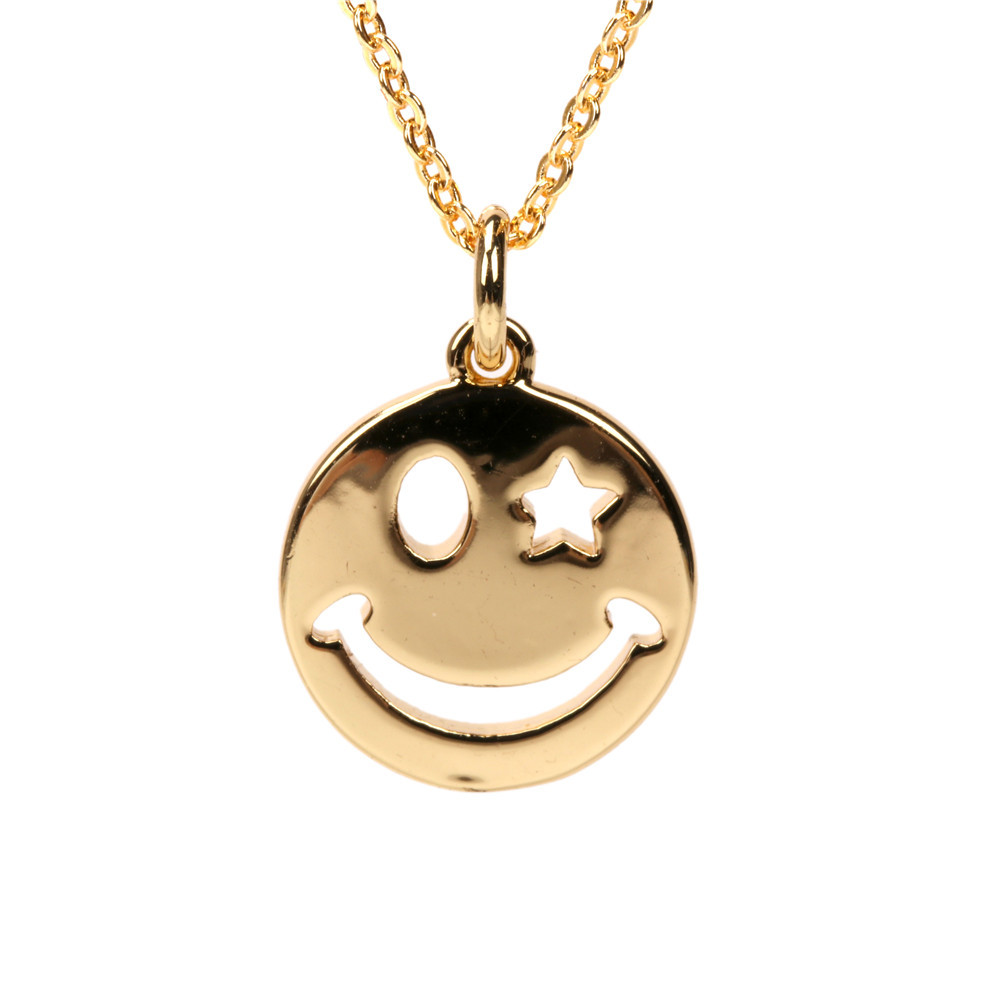 Simple Copper Gold-plated Smiley Face Necklace Earring Set Wholesale Nihaojewelry display picture 15