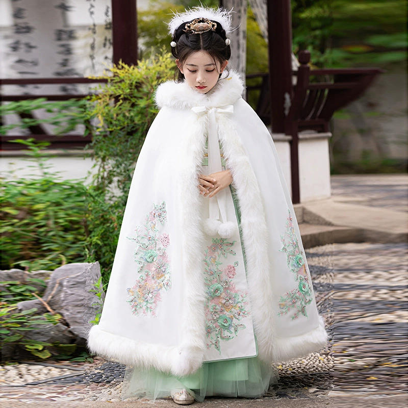 Hanfu для девочек утолщение и тепло для новогоднего костюма для детей в китайском стиле