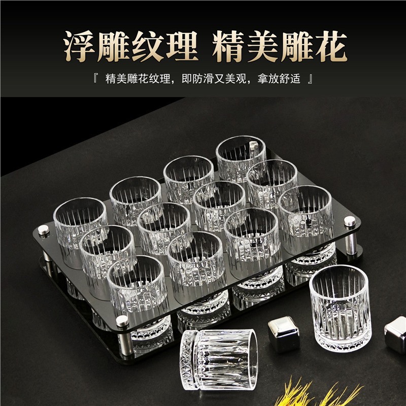 Vaso de vino doméstico ligero de lujo conjunto de whisky de lujo alto ktv estilo nacional red taza de espesamiento personalidad transparente