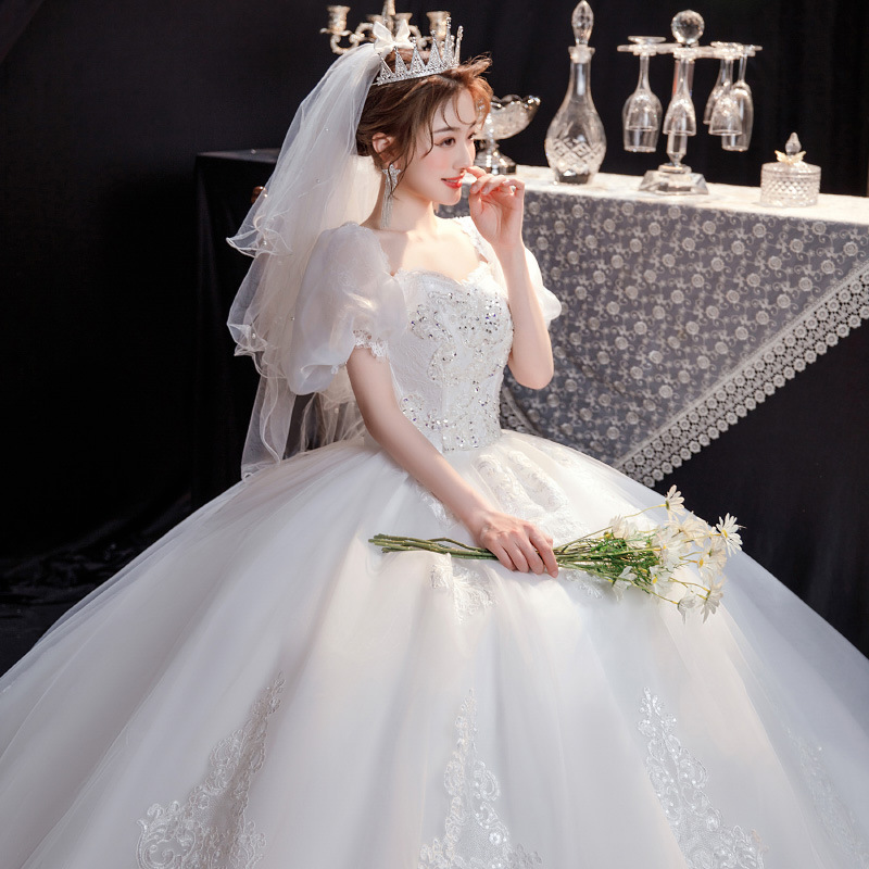 Floor-Length Bride New With Train Simple Elegant Princess Style French Light Main Maternity Petite 2025 Wedding Dress_voghion.com