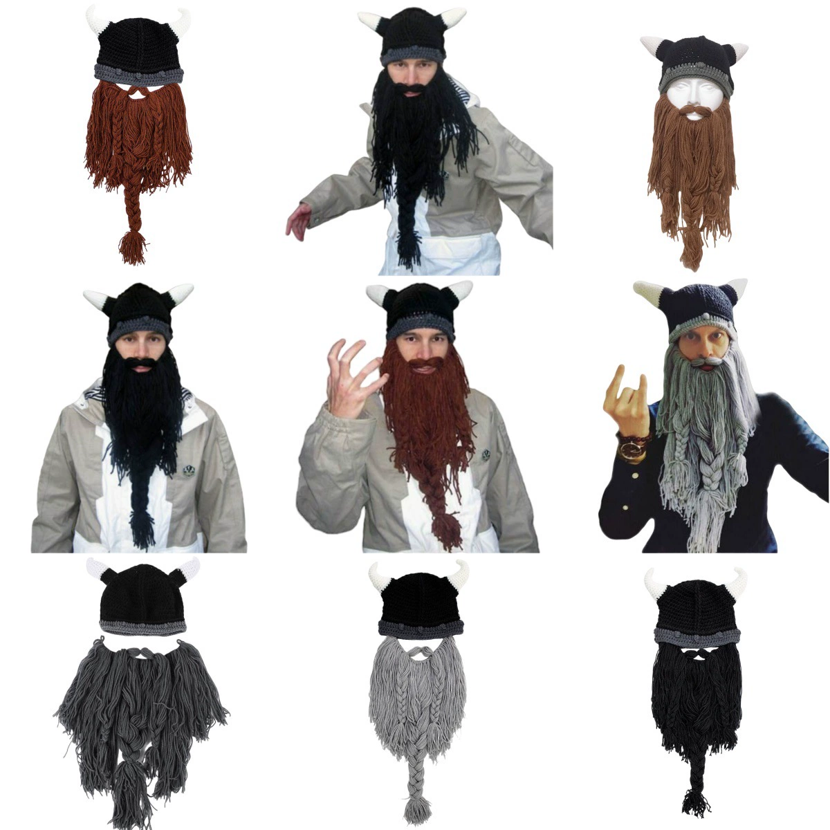 Креативная НОВАЯ РОЖДЕСТВЕНСКАЯ шапка Европейская и американская внешняя торговля Шапка для бороды викингов Забавная вязаная коса ручной работы
