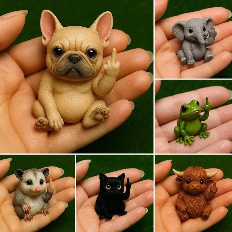 Cross-Border New Model Fun Mini Middle Finger Animal Statue Middle Finger Animal Figurine Ornament