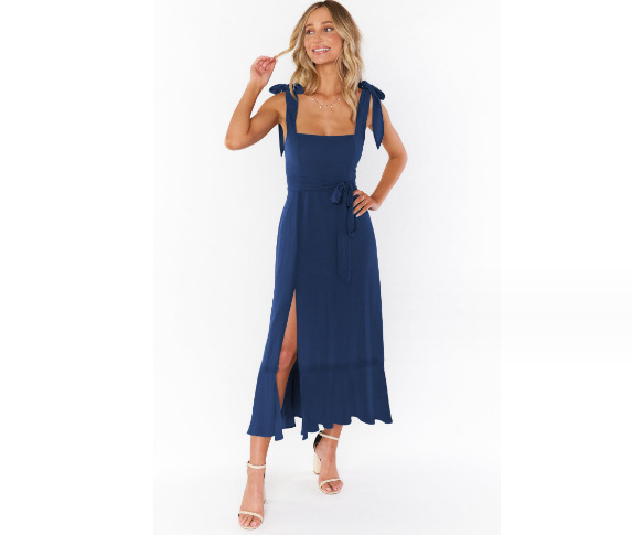 Gran oferta de verano, nueva ropa elegante y de moda europea y americana, temperamento, vestido con abertura, falda francesa de alta gama