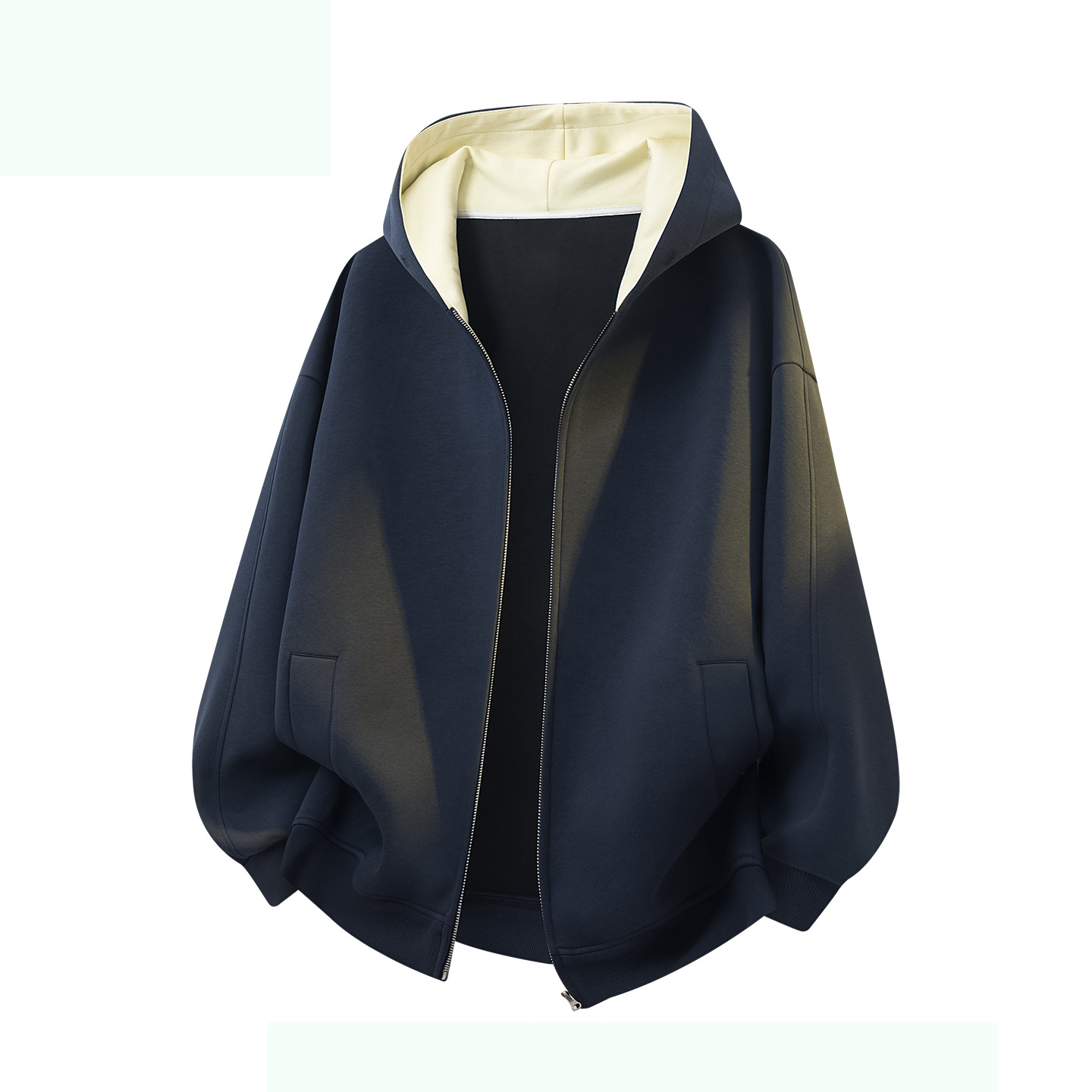 Autumn Hooded Sweatshirt for Men 400g Color-Blocked Hooded Sweatshirt Autumn Loose Casual Jacket Trendy Brand Cardigan for Men