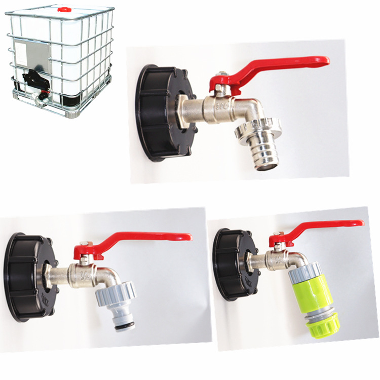 Accesorios de barril de tonelada transfronteriza tonelada adaptador de barril de tonelada interruptor de barril de latón IBC grifo de barril de 1/2 pulgada
