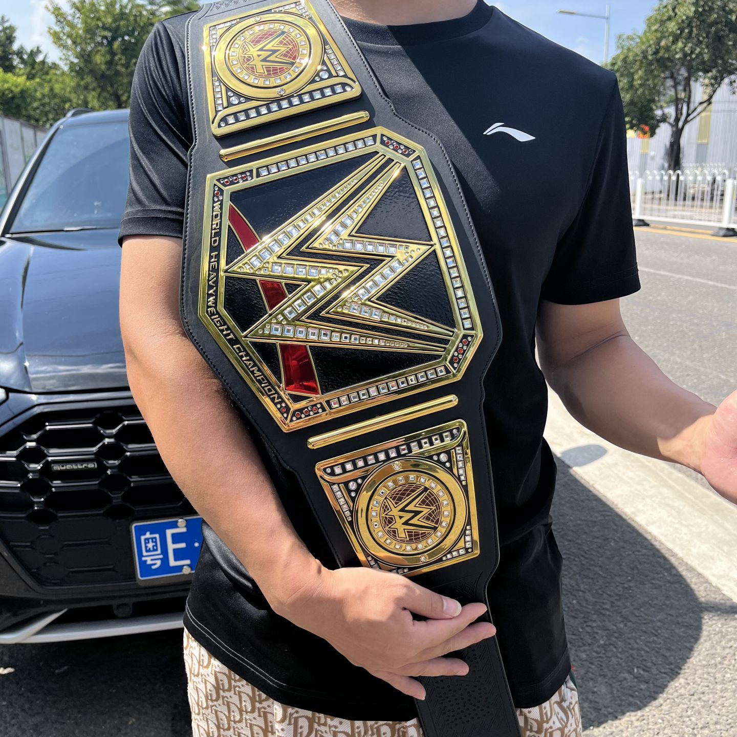 国产摔跤WE拳王W标冠军金腰带散打拳击UFC格斗金腰带皮带纪念奖品