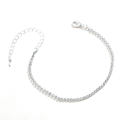 Small Fragrance Summer Fine Shiny Diamond Foot Chain for Women, Fashionable and Versatile Sexy Foot Jewelry Bracelet