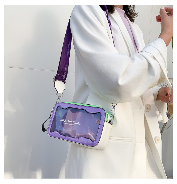 Korean Contrast Color Transparent Shoulder Messenger Bag display picture 8