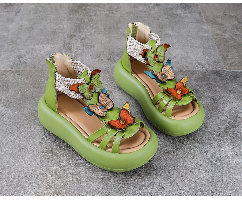 Sandal La Mã nữ đế dày da thật hở ngón — Màu trắng be chi tiết 13