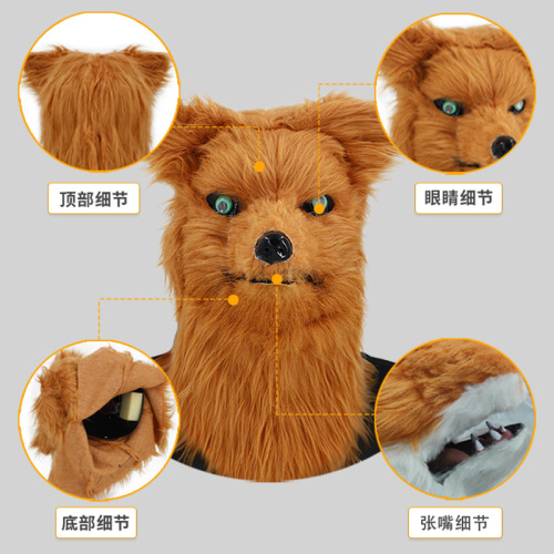 Biteable mouth wolf headgear mask masquerade funny animal headdress Halloween day party performance props