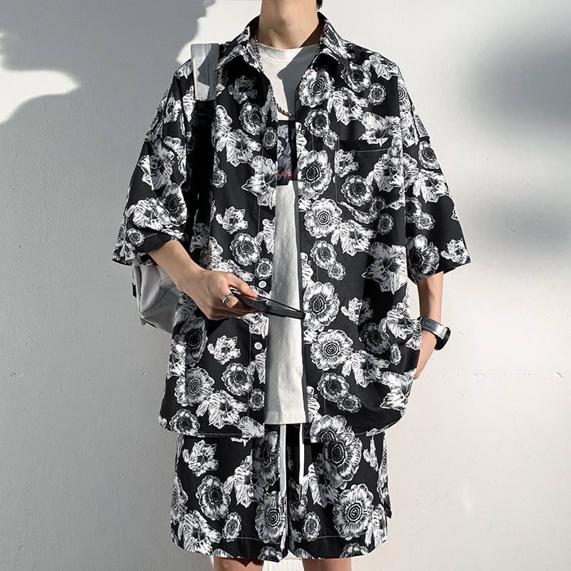 花柄シャツ、カジュアル、男女同型、高級トップス、香港風、ハンサム、若々しい、人気デザイン、半袖|undefined