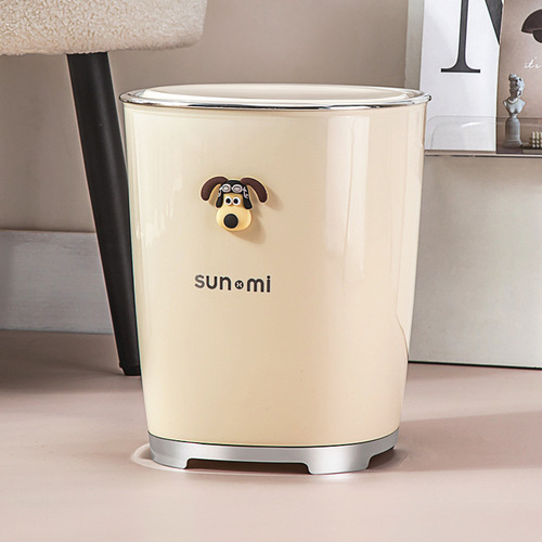 ins cream style light luxury trash can home living room high-value push-type pop-up cute cartoon trash can