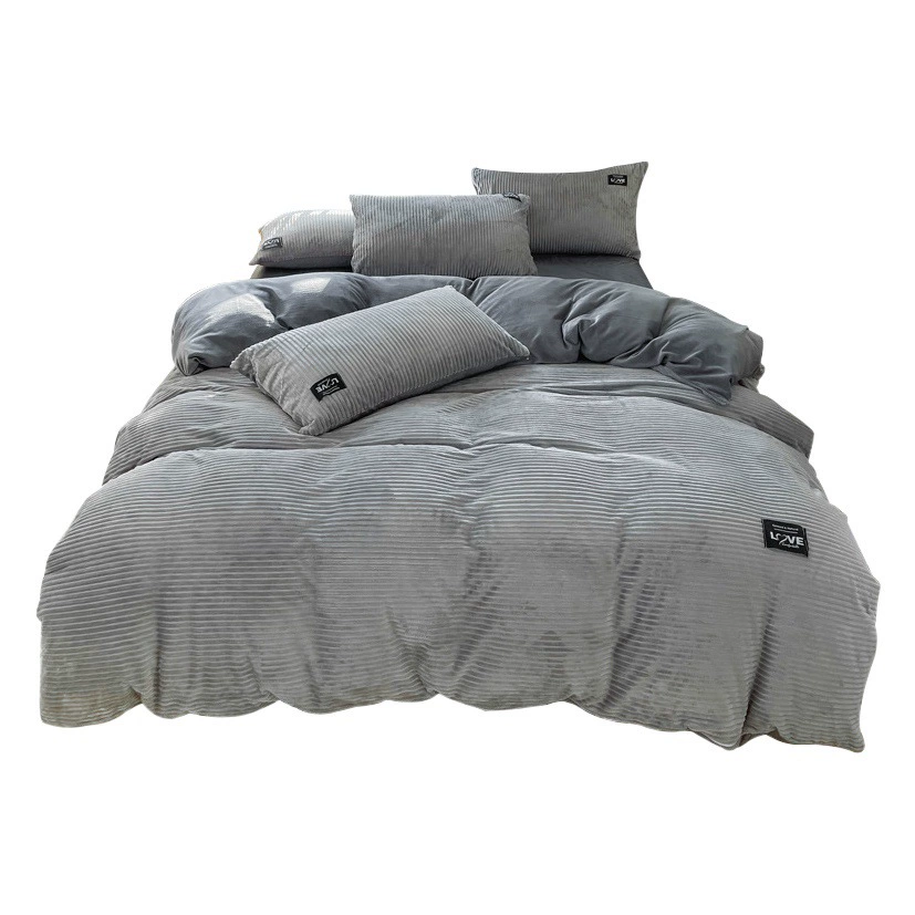 Зимний молочный Бархатный комплект из четырех предметов класс А Коралловая бархатная простыня пододеяльник фланелевый пододеяльник постельное белье на флисовой подкладке Комплект из трех предметов осень