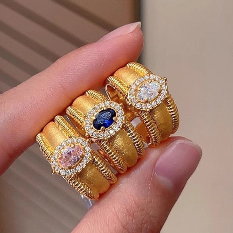 Anello vintage largo spazzolato con perle e diamanti_voghion.com