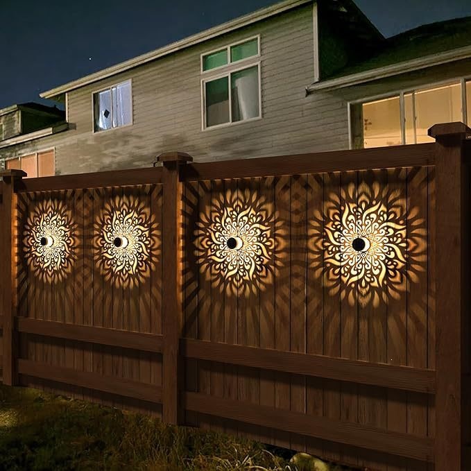 lámpara de pared solar al aire libre a prueba de agua condensador mandala patrón de inducción lámpara de jardín villa lámpara de pared de hierro forjado lámpara