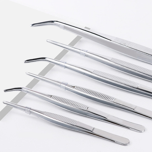 Wholesale stainless steel tweezers, round head extended toothed tweezers, fish tank aquatic plant dressing tool clip, elbow tweezers