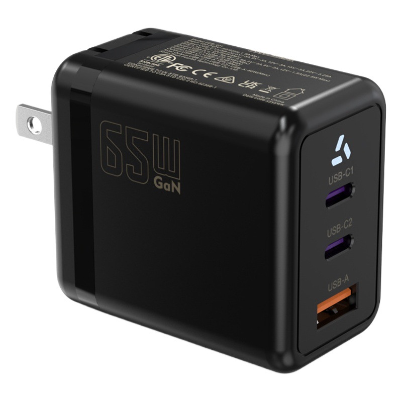 65W cabeza de cargador de nitruro de galio estándar americano estándar ETL certificado PD rápido teléfono móvil cabeza de carga portátil GaN65W